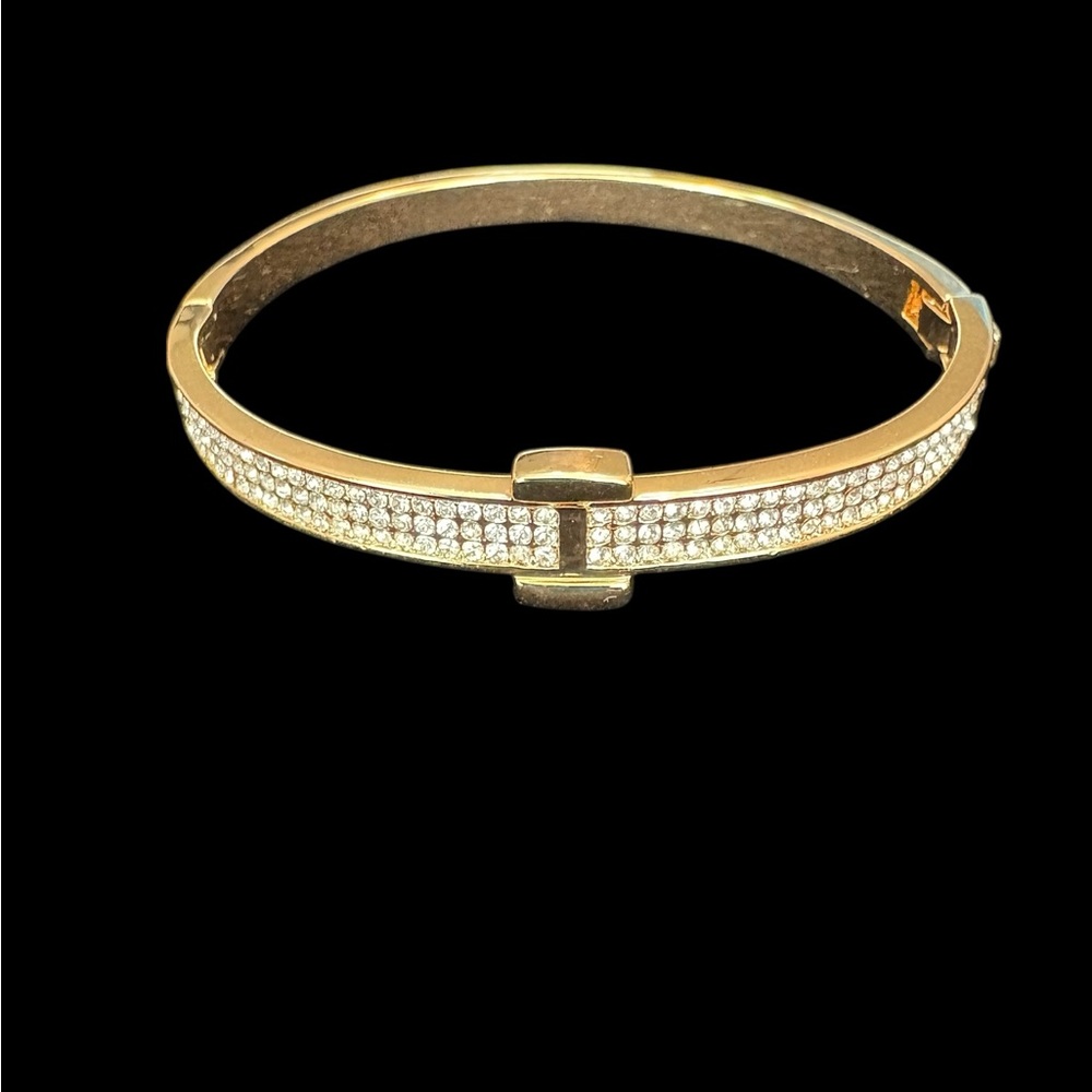 Elegant 18K Gold‎ Filled and Silver Bangle Bracelet
